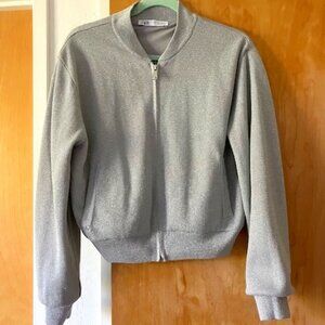 NWOT ZARA silver bomber jacket: VERY SPARKLY!